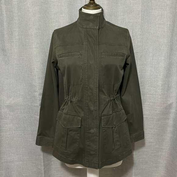 Universal Thread Cotton Jacket-XS-Snap Front-Adj Waist-Olive Green-Pockets-EUC - Picture 2 of 16